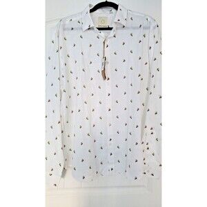 Stitch Note Men's Long Sleeve Vespa Print Linen/Cotton Shirt L New w tags